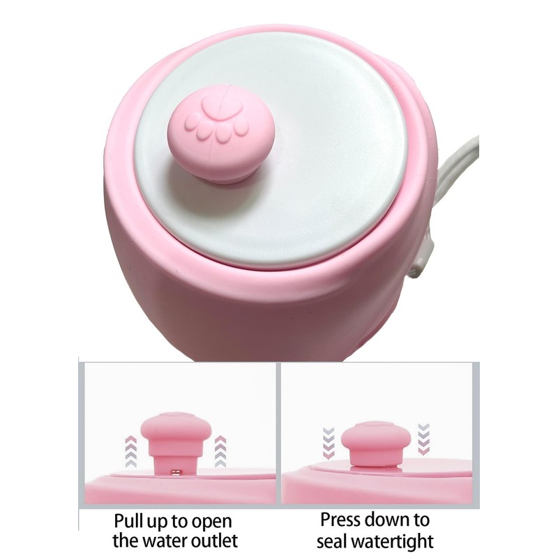 Generic Dog Foldable Water Bottle with Folding Bowl (Pink Globe)