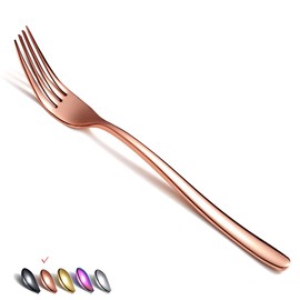 Copper Dinner Forks 6 Piece, Stainless Steel 8'' Forks Silverware Set, Dessert Forks, Table Forks, Salad Forks for Home, Restaurant, Dishwasher Safe