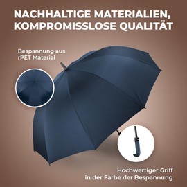 Langenberg Storm Proof LORD Umbrella - [Extra Span Width] Large Umbrella with Sustainable Canopy - Umbrella Including Automatic Opening, Windproof Technology and Elegant Handle, navy