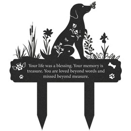 Rngmsi Grave Markers for Cemetery for Dog, Metal Grave Markers Yard Memorial Pet Dog, Grave Stake Decorations for Cemetery for Loss of Dog Outdoors Garden Grave Decor (12 X 14.5 Inches)