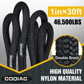 GODIAG 1"×30ft Kinetic Recovery Tow Rope (46500lbs) Heavy Duty Energy Rope with 2 Soft Shackles, 30% Elasticity Offroad Power Rope for Truck Jeep Car ATV UTV Tractor