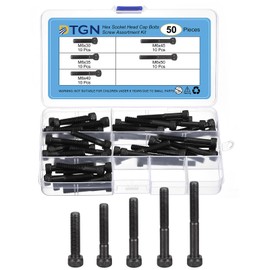 DTGN Pack of 50 M6 x 30/35/40/45/50 mm (DxH) Hexagon Head Screws Assortment - Good for Mechanical Devices - Assortment of Carbon Steel Machine Screws