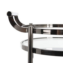 Safavieh Sienna Bar Cart, Black Nickel/Glass