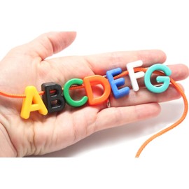 Uppercase Alphabet Lacing Beads Busy Bag - Perfect Fine Motor Learning Activity for Toddlers and Preschoolers. Sort by Shape and Color, Large Beads