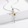 ZLILIJAN Cross Necklace 925 Sterling Silver Sunflower Pendant Bee Necklace