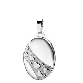 Oval Locket with Hearts 925 Silver Mother's Day Valentine's Day Love Jewellery Amulet from Haus der Herzen® with Jewellery Case, Sterling Silver