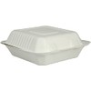 Abena Compostable PFAS-Free 1-Compartment Bagasse Clam Shell to-Go Containers Hinged