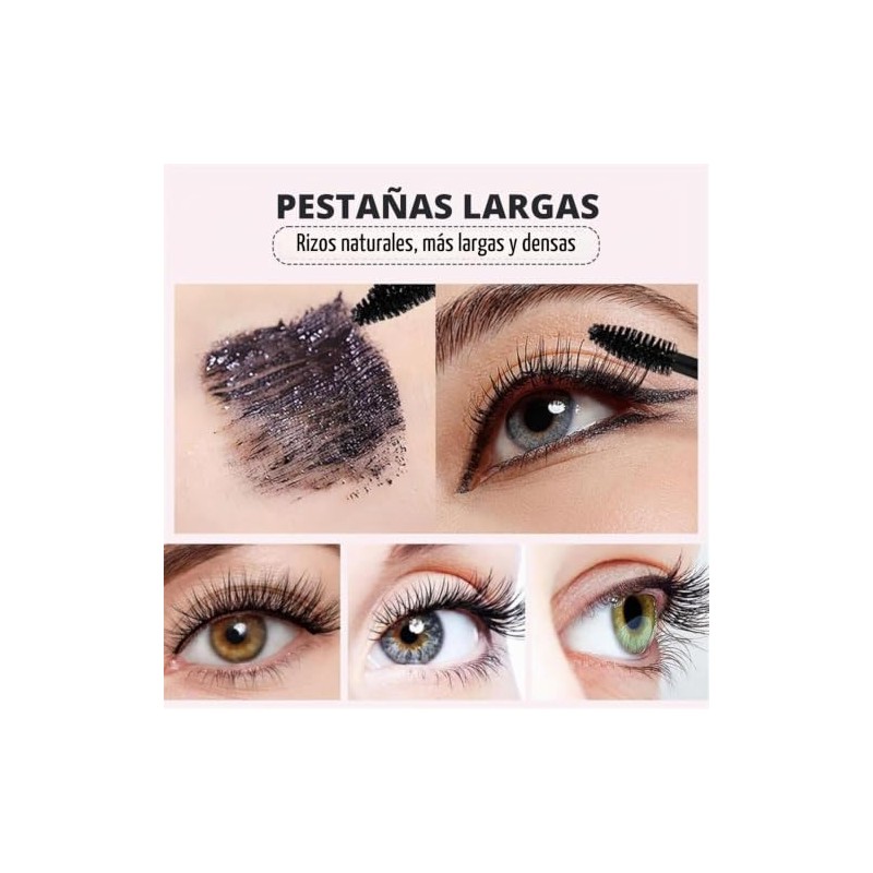 Máscara de Pestañas 7D Colossal,Máscara de Pestañas Negra con Fibras