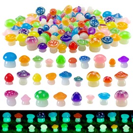DoTebpa 150 Pcs 18 Styles Mini Resin Luminous Mushrooms, Glow in The Dark Little Resin Mushroom for Garden Landscape Bonsai Craft Ornament