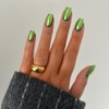 Mirror Metal Green Press on Nails Medium Short Square Chrome