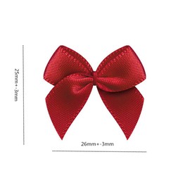 50pcs Mini Satin Ribbon Bows Ribbon Flowers 25mm x 26mm Appliques DIY Craft for Sewing, Scrapbooking, Wedding, Gift (Red)