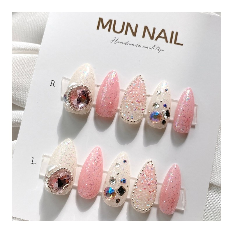 Pink dress nail tips - Long oval / 핑크드레스 네일팁