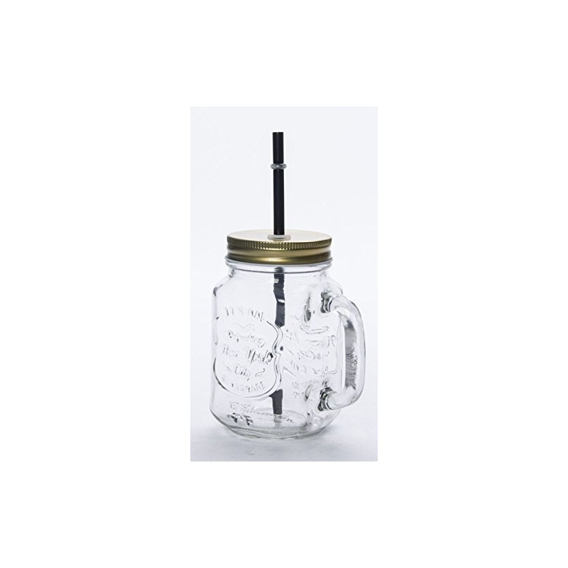 Jazzy Transparent Clear Mason Jar with Straw