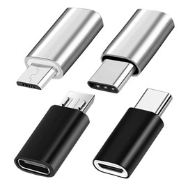 SELIACR USB C Adapter (Pack of 4), USBC Male to Micro USB Female, Type-C Female to MicroUSB Male, Compatible with Smartphones, Tablets and Other Devices (Black and Silver)