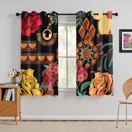 MIZSYE CLTLMS3 - Cortinas opacas, pinturas de acuarela, impresiones de arte moderno, cortinas aisladas, recámara, sala de estar, decoración de habitación de invitados, 2 piezas de 52 x 63 pulgadas
