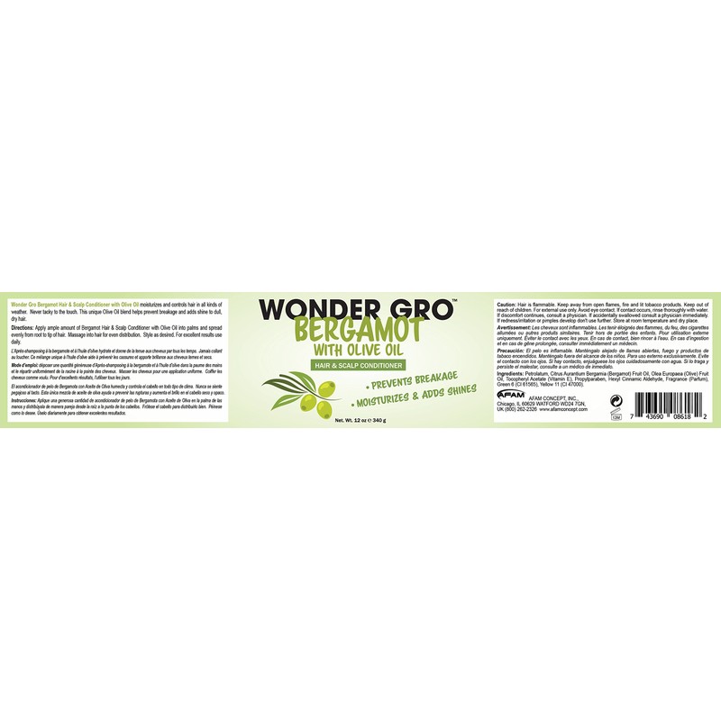 Bergamot with Olive Oil Hair Grease Styling Conditioner, 12 fl