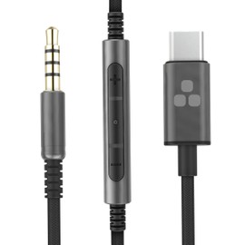 Bolle & Raven Thore USB-C Headphone Aux Cable with Inline Remote (Type-C to 3.5mm) Wired Audio Cord with Mic/Volume Control (Black/Gunmetal)