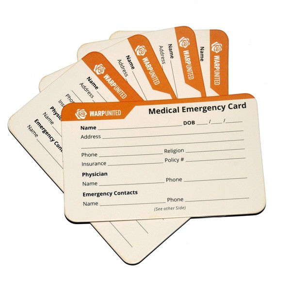 5-Pack Designer Medical Information Alert Emergency ID Card Stock 40pt Paper with Sheath 2.1 x 3.4 inch Credit Card Size for Wallet