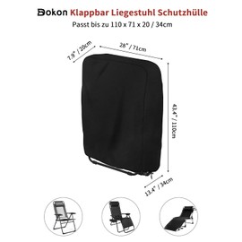 Dokon 2 x Folding Chairs Cover Waterproof Garden Chair Protective Cover Windproof Anti-UV 420D Oxford Folding Garden Lounger Cover for Recliner Sun Lounger Deck Chair (110 x 71 x 20/34 cm)