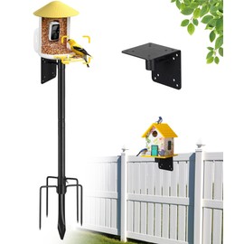 Bird Feeder Pole, 103 inch Bluebird House Pole for Outside Heavy Duty with 5 Prongs Base, Smart Bird Feeder Stand for Outdoor Wild Birds Watching, Birds Buddy Mounting Poles