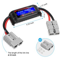 200A Power Analyzer with Power connectors, High Precision RC with Digital LCD Screen for Voltage (V) Current (A) Power (W) Charge(Ah) and Energy (Wh) Measurement Two Sets of 50A Gray Power connectors