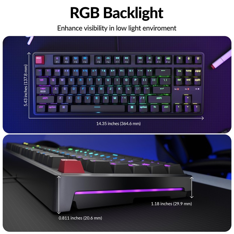 Keychron C3 Pro TKL 80% Wired Mechanical Keyboard, 8K Polling