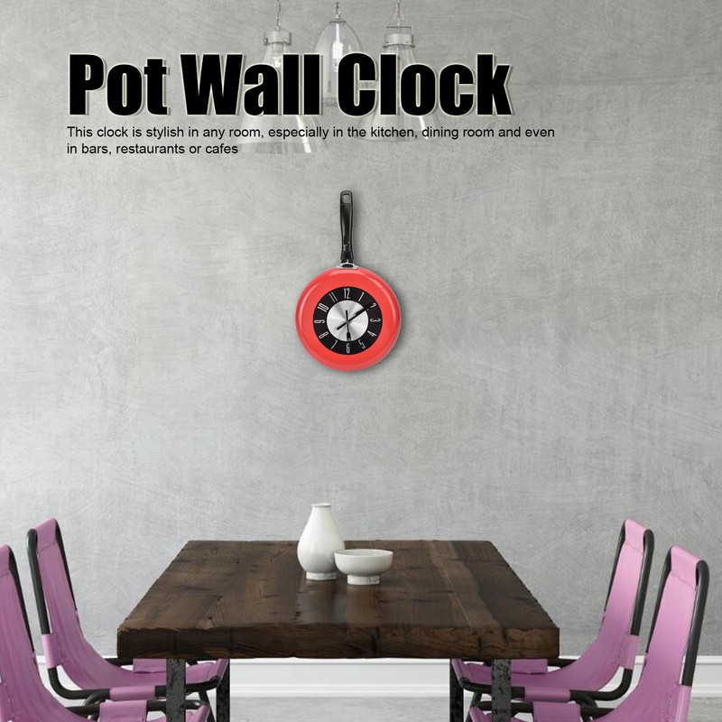 Frying Pan Wall Clock Aluminum Kitchen Pot Decorative Hanging Clocks