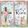 JarThenaAMCS Easter He is Risen Window Clings Bunny Egg Floral