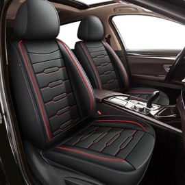 AOMSAZTO Car Seat Cover Custom Fit for Hyundai Tucson 2010-2024 2025 Faux Leather Car Seat Protector Compatible Airbag Vehicle Cushion Covers Waterproof Front Rear Seat Full Set 5 Seats Black&Red
