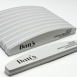Dan's Nails Sponge Buffers Half Moon 100/180 Grit Double Sided Emery Board Nail Files Pack of 10pcs for Gel, Acrylic, and Natural Nails Professional Grade Salon Manicure Art