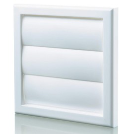 Blauberg Fans DECOR155X155/100GWHITE Decor White Grille 100mm-4 inch External Ducting Air Vent with Round Spigot and Non-Return Gravity Shutters, 100mm