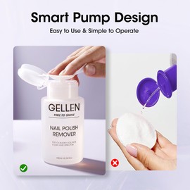Gellen Gellen Nail Polish Remover, Non Acetone Nail Polish Remover for Quick Dry Nail Polishes, Gentle Polish Remover Pump, Ultra-Powerful Clear Fingernail Polish Remover, 6.34 Fl Oz