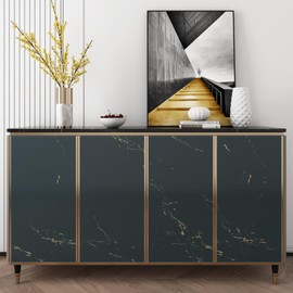 Yenhome Countertop Self Adhesive Covering Waterproof Marble Contact Paper Peel and Stick Countertops for Kitchen Bathroom 17.7"X118" Dark Green Marble Contact Paper for Countertops Table Cabinets