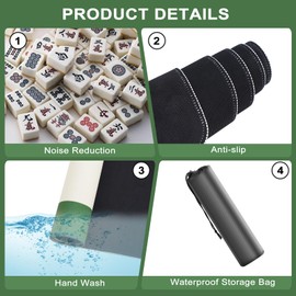 32.5 Inch Mahjong Mat for Table, 3MM Non-Slip & Noise Reduction Gaming Mat with Drawstring Bag, Perfect for Poker, Board Games, Card Games, Tile Games, and Dominoes (Forest Green-Light Yellow)