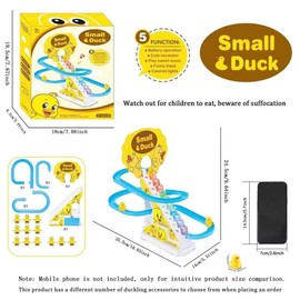 Small Ducks Climbing Toys, Electric Ducks Chasing Race Track Game Set, Playful Roller Coaster Toy with Led Flashing Lights & Music, Valentine's Day Gift:_Multicolor_6PCS duck