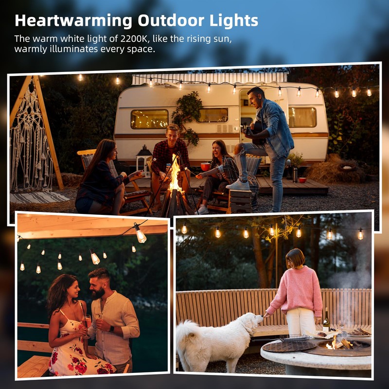 100FT Solar String Lights Outdoor Waterproof IP65 with USB-Charging ,