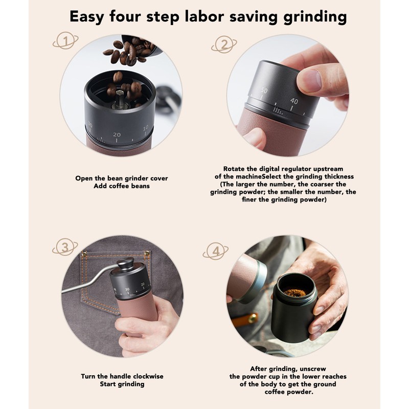 Coffee Manual Grinder Ergonomic Uniform Grinding Easy Operation Handheld Coffee