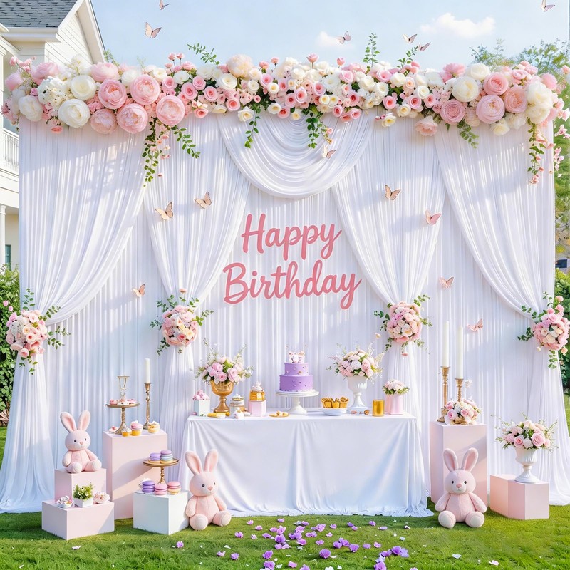 10x10ft White Backdrop Curtain for Parties Wedding, Curtain Backdrop for