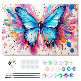 MOGTAA Paint by Numbers for Adults Beginner with Frame, Colorful Butterfly Paint by Numbers for Adults, Kids' Painting by Numbers, DIY Oil Painting Kits Animal Art Crafts for Home Decor, 8x12in