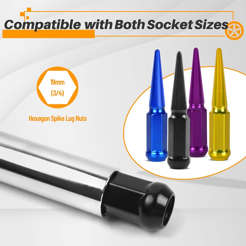MIKKUPPA Spike Lug Nuts Socket Key - Solid Socket with