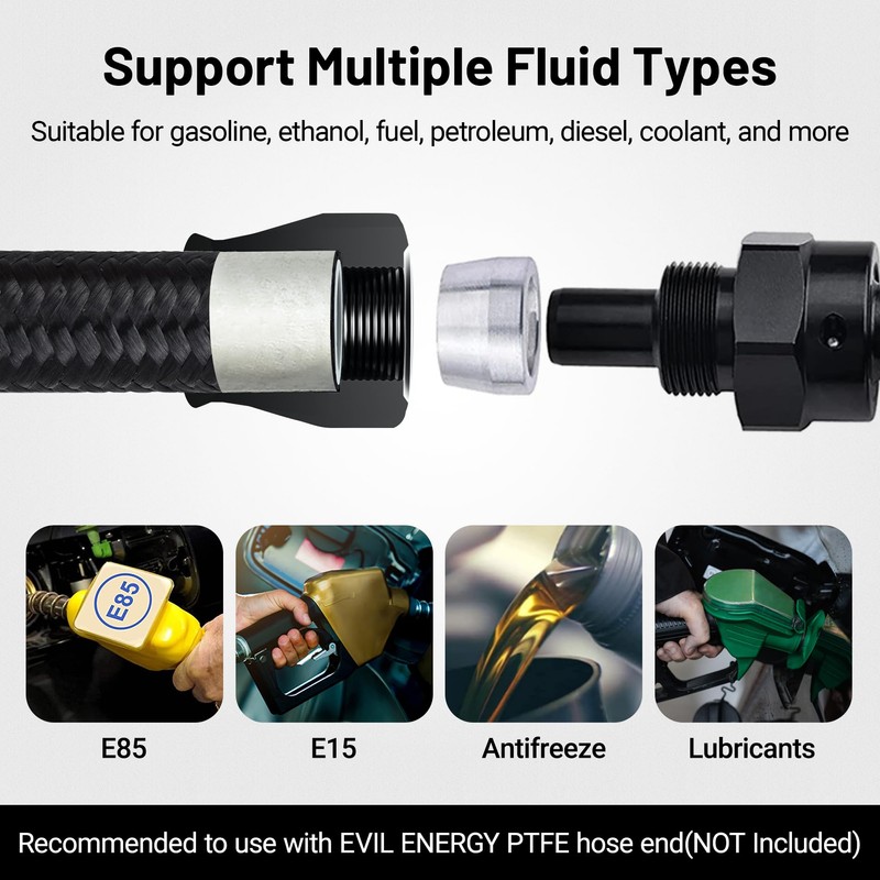 EVIL ENERGY 6AN PTFE Fuel Hose Line E85 Nylon Braided