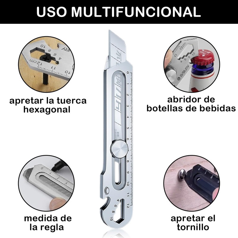 Cortador de Cajas Retráctil de Acero Inoxidable, Cuchillo Multiusos, Cuchillo