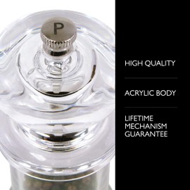 Cole & Mason 505 Refillable Spice Mill - Kitchen & Home Accessory - Table Pepper Grinder - Peppercorn Included - Acrylic - Pepper Mill 5.5"