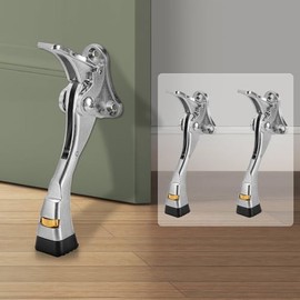 GoldPig Tope de Puerta Kickdown, 2 Paquetes Soporte de Puerta para Mantener la Puerta Abierta, Topes de Puerta Semiautomáticos de Níquel Satinado de 4
