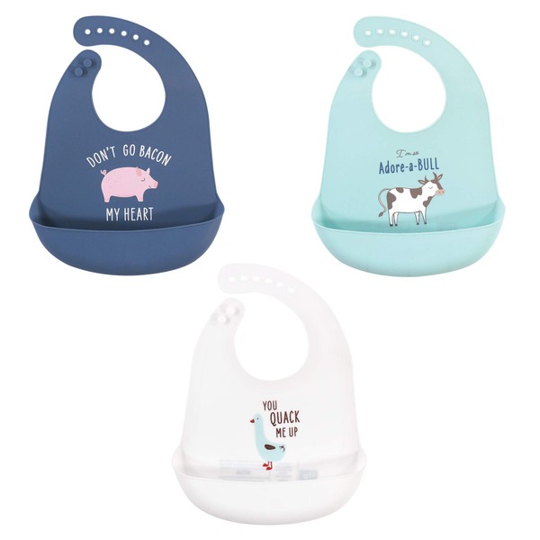 Hudson Baby Unisex Baby Silicone Bibs, Bacon My Heart, One