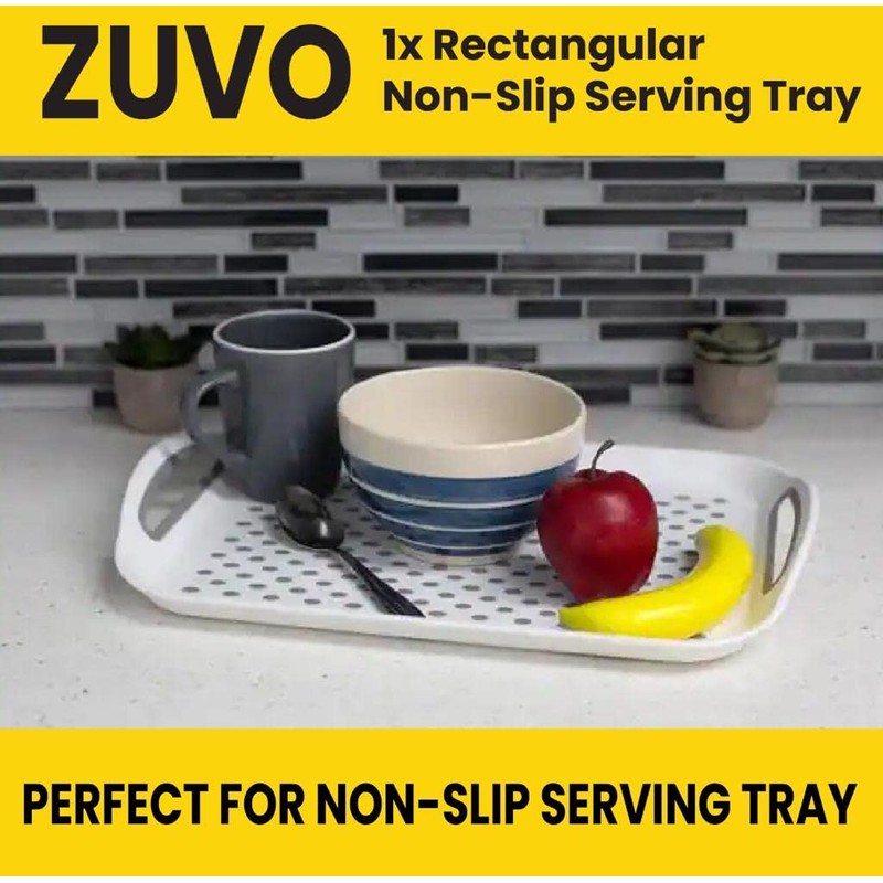 Zuvo Anti-Slip Food Serving Tray with Handles (Set of 2)