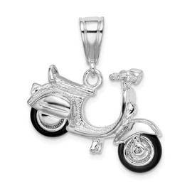 Million Charms 925 Sterling Silver Polished 3D Rubber Tires Vespa Necklace Charm Pendant with 18 Inch Chain