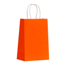 Matissa Pack of 6 Vertical Paper Gift Bags plain color 9" x 6" x 3" (21 x 15 x 8 cm) (Orange)