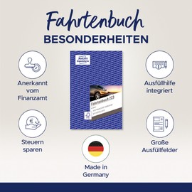 AVERY Zweckform 223-5 Logbook (for cars, recognised by the tax office, A5, 80 pages|858 journeys, for Germany and Austria to define private/business trips) Pack of 5