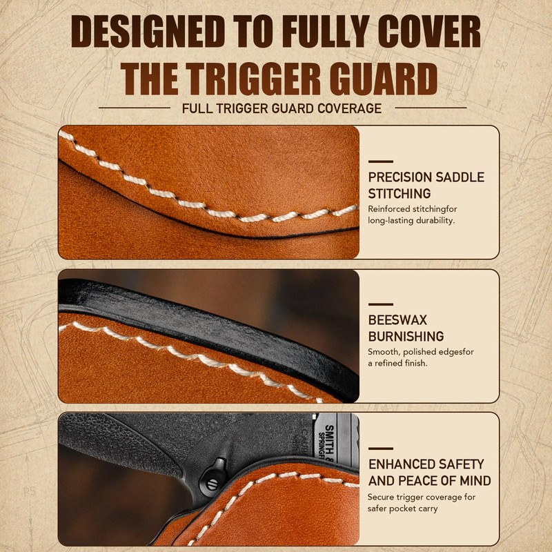 Leather Pocket Holster for S&W Bodyguard 2.0/Ruger LCP, Optic Ready,